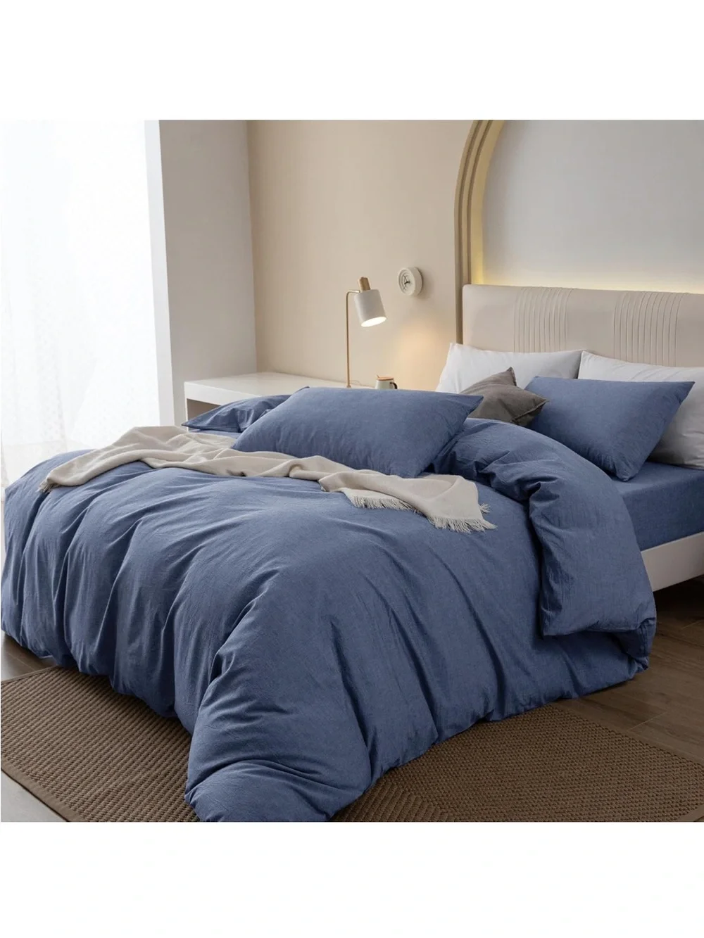 NEW Twin Washed Cotton Zippered Duvet Cover Set, 2-Piece, Relaxed Linen Feel.